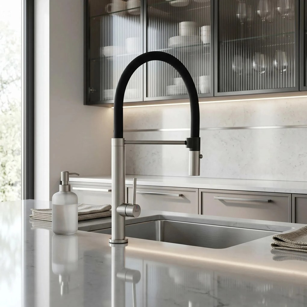 Rubinetto da cucina Rea Viera nickel brush