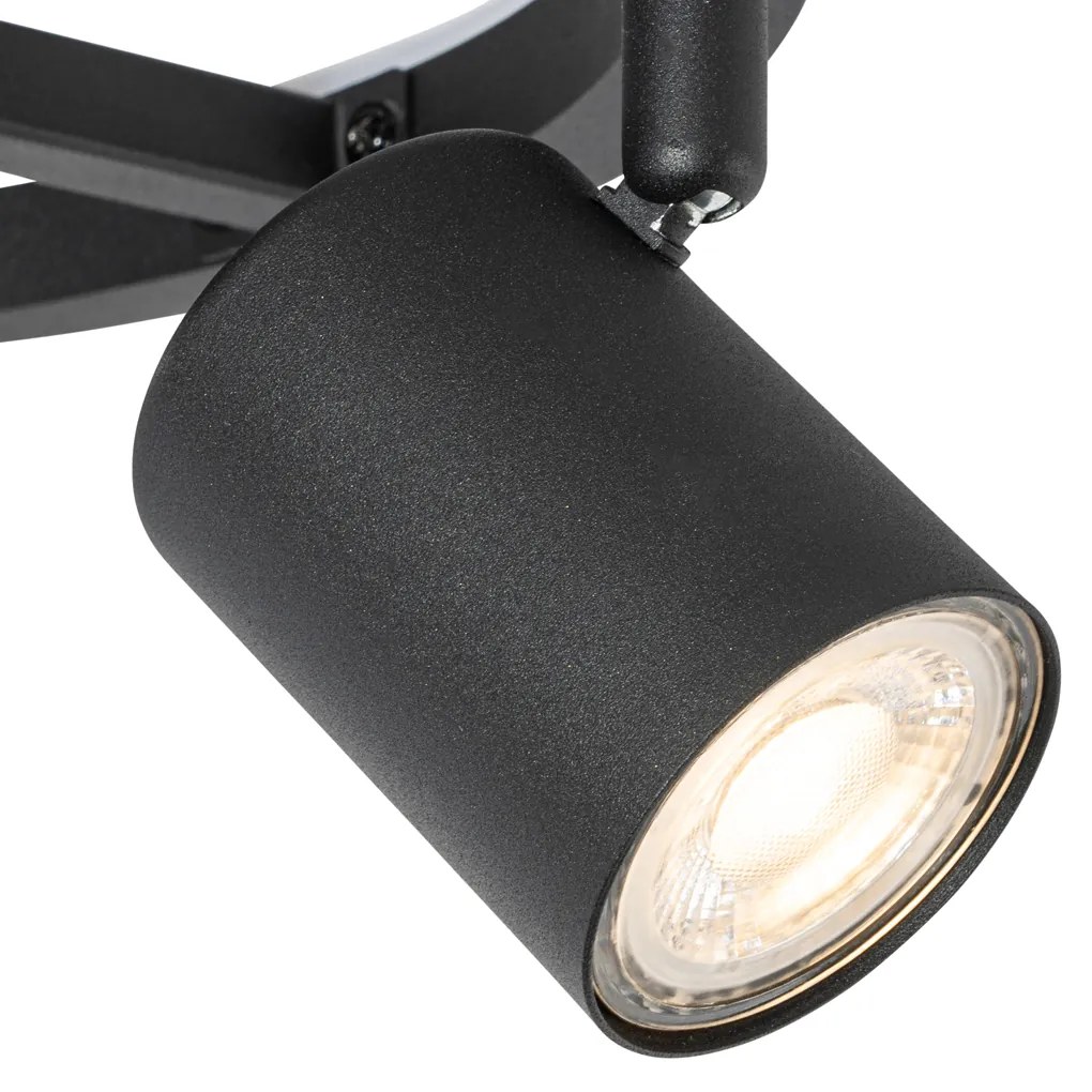 Faretto da soffitto nero GU10 50 mm 3 luci rotondo con luce di fondo - Back Up