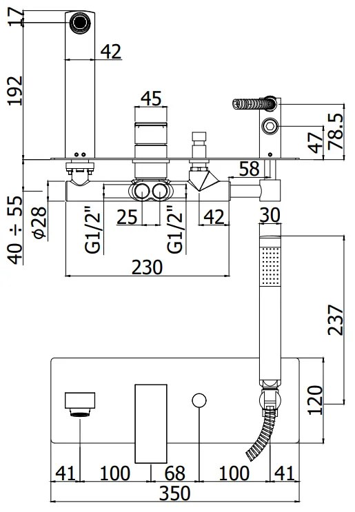 Paffoni Elle-Effe EL001 Miscelatore vasca Monocomando Incasso 2 uscite cromo