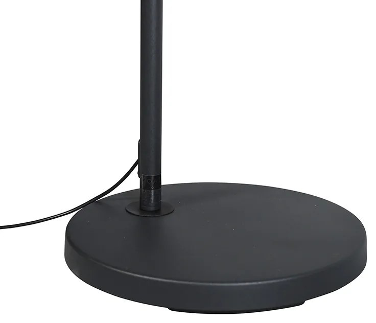 Lampada ad arco moderna nera con paralume in tessuto nero - Arc Basic