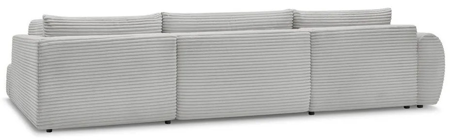 Divano angolare in grigio chiaro allungabile (con penisola a sinistra/a forma di "U") con rivestimento in velluto a coste Lucien – Bobochic Paris