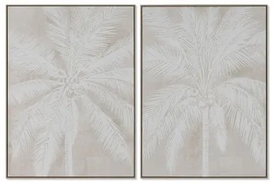 Quadro Home ESPRIT Palme Coloniale 90 x 4 x 120 cm (2 Unità)