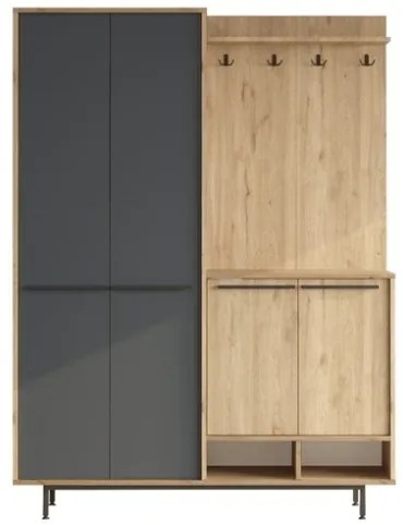 Mobile Ingresso Multiripiano Con Scarpiera E Appendiabiti Whisper Effetto Legno E Antracite