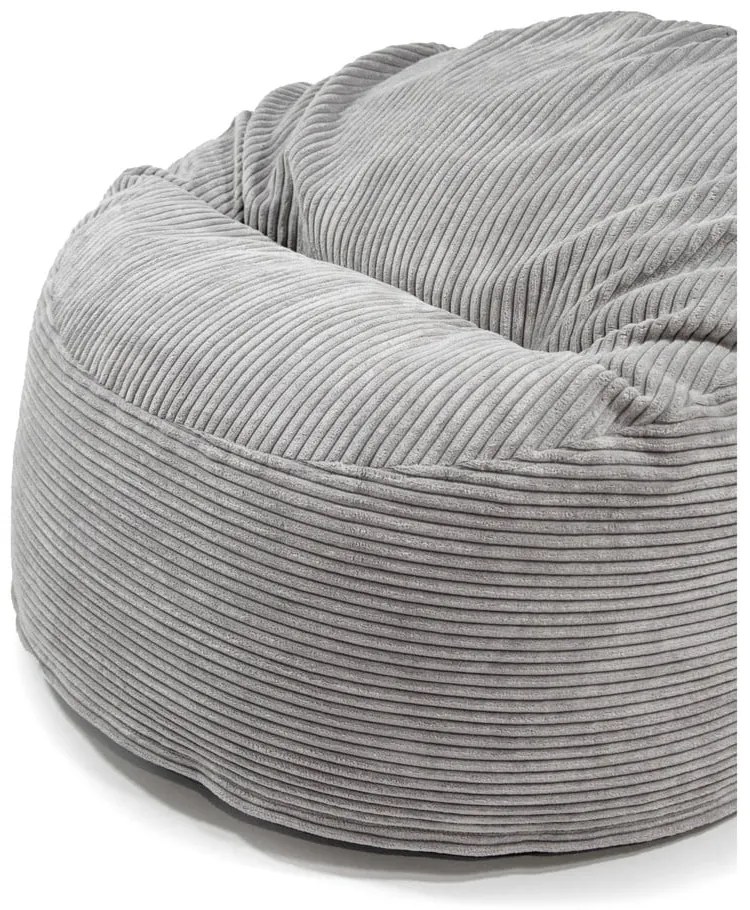 Pouf a sacco per bambini grigio chiaro con rivestimento in velluto a coste Om 85 – SLOWDOWN