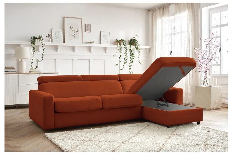 Divano angolare color mattone allungabile (con composizione variabile) Monaco – Bobochic Paris