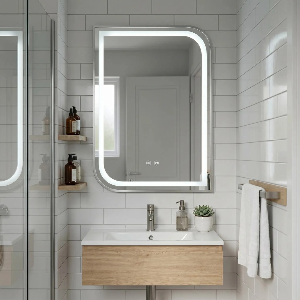 Specchio LED ZONE 80x60 BRUSH NICKEL