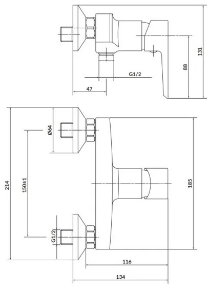 Cersanit S951-034 - Rubinetto doccia MILLE nero/cromo lucido