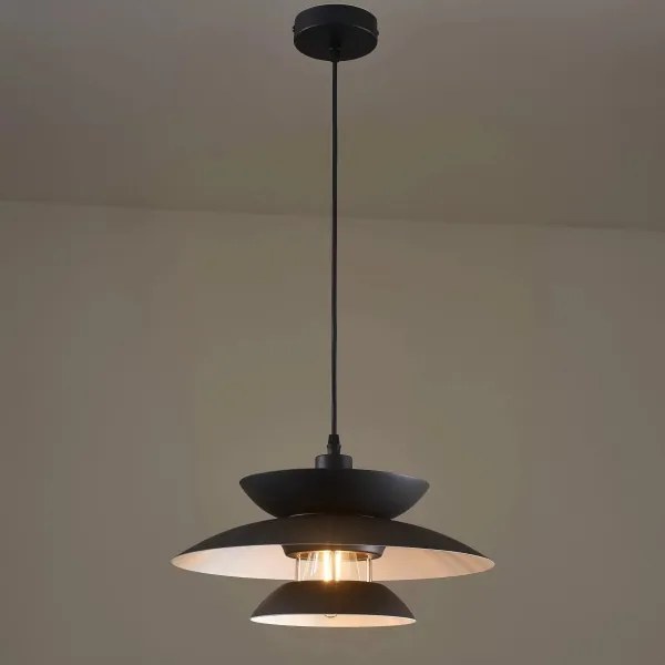 Lampadario a sospensione con filo BERIT 1xE27/20W/230V nero