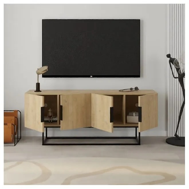 Tavolo TV in rovere colore naturale 140x55 cm Titan - Marckeric