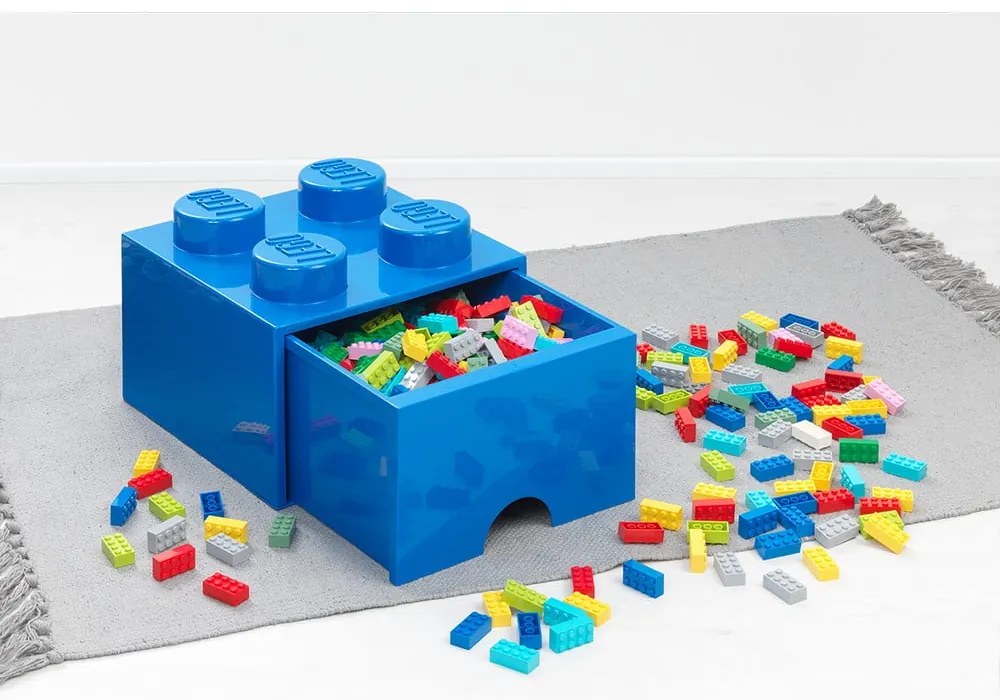 Scatola da tavolo blu con cassetto , 15 x 16 cm - LEGO®
