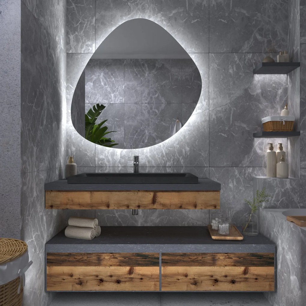 Specchio a forma di ciottolo con luce LED G6