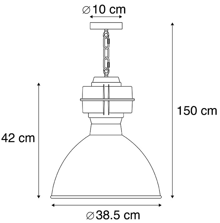 Lampada a sospensione industriale intelligente nera incl. A60 WiFi 38,5 cm - Sicko