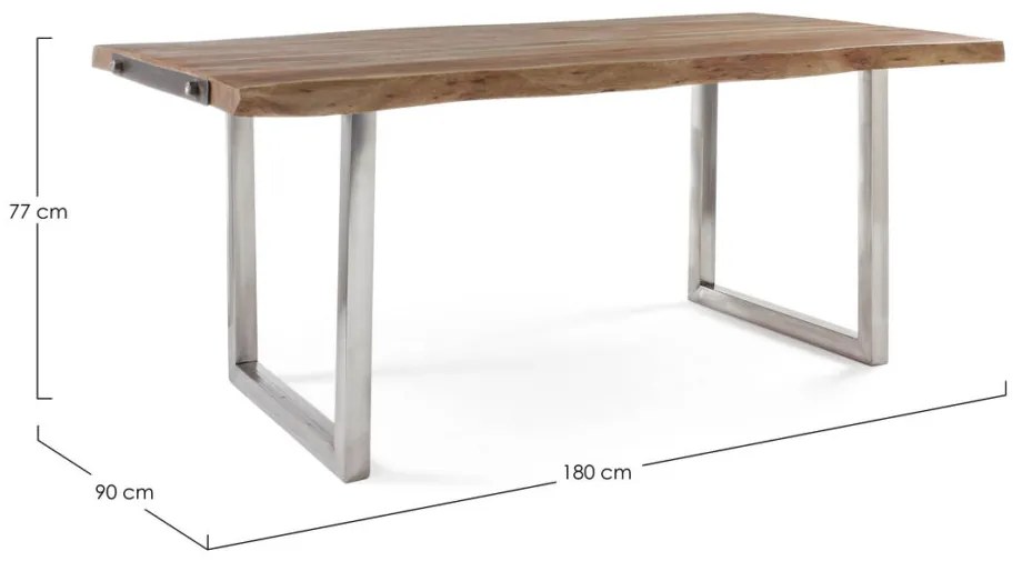 Tavolo OSBERT in legno di acacia e gambe in acciaio 180 x90 cm