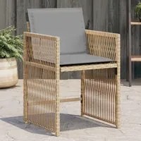 Sedie da Giardino con Cuscini 4 pz Beige Misto in Polyrattan 365040