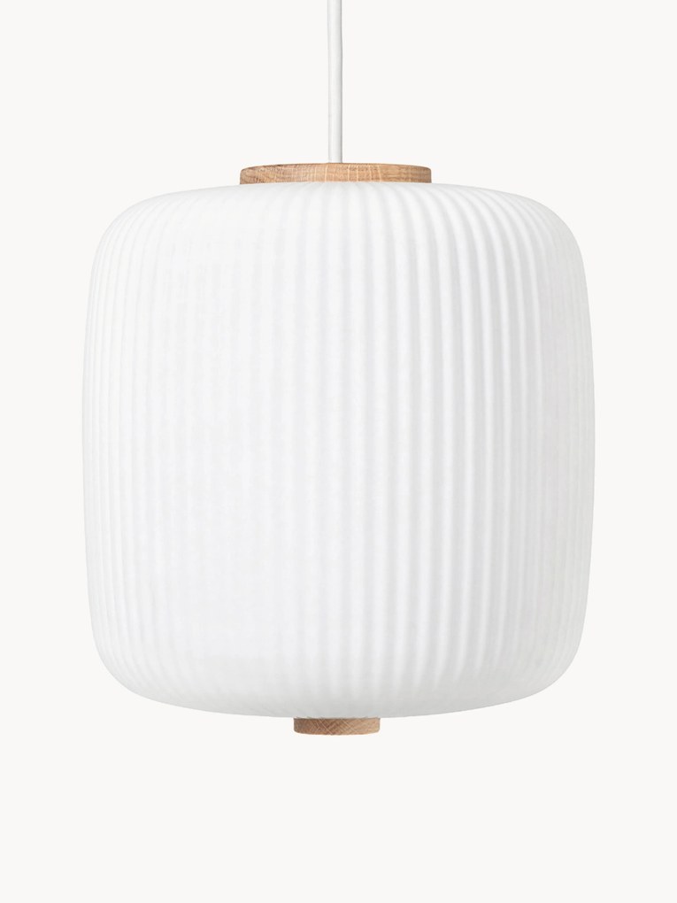 Lampada a sospensione piccola in vetro opale soffiato EK61