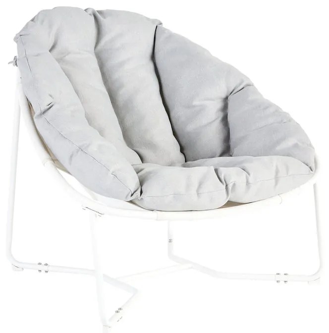 Poltrona da giardino con cuscino grigio e braccioli Cocoon NATERIAL, struttura in acciaio seduta in textilene bianco, L 95.5 x H 80.5 x P 88.5 cm