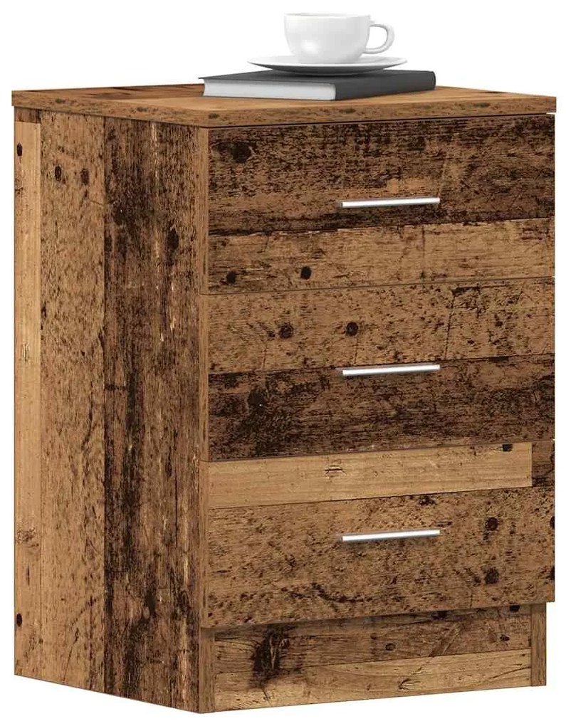 Comodini 2 Pz Legno Antico 38x35x55 Cm İn Legno Multistrato /