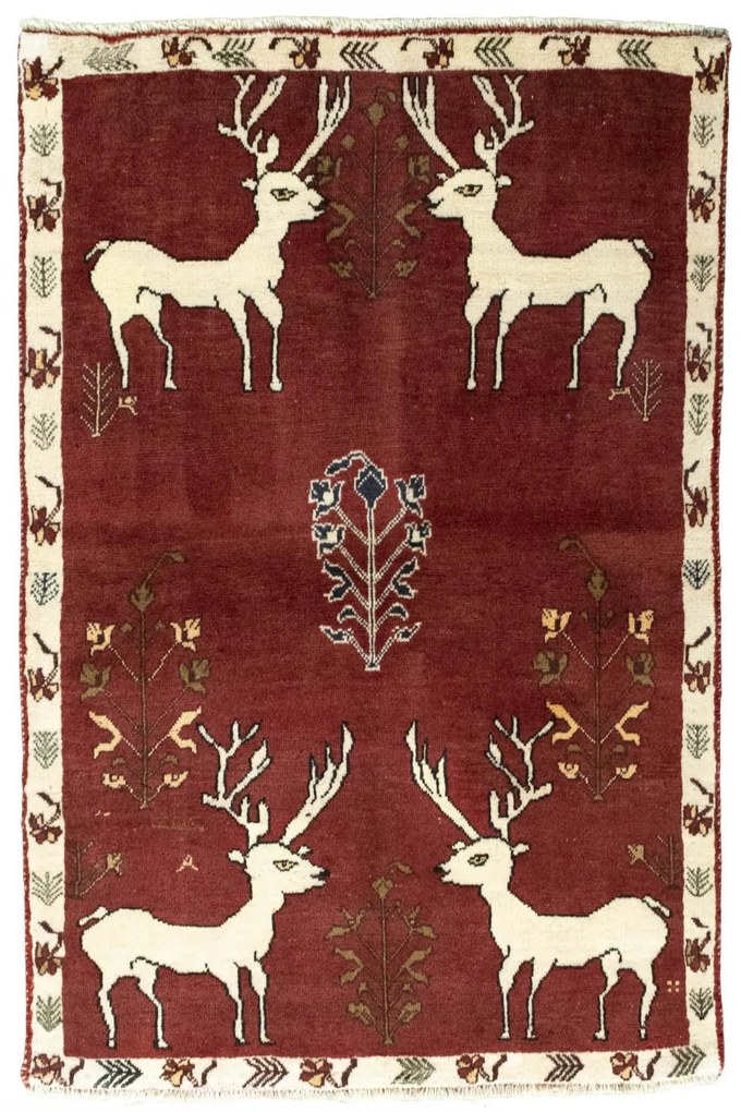 Gabbeh Tappeto 100 x 150 Rosso (Iran) Annodato A Mano