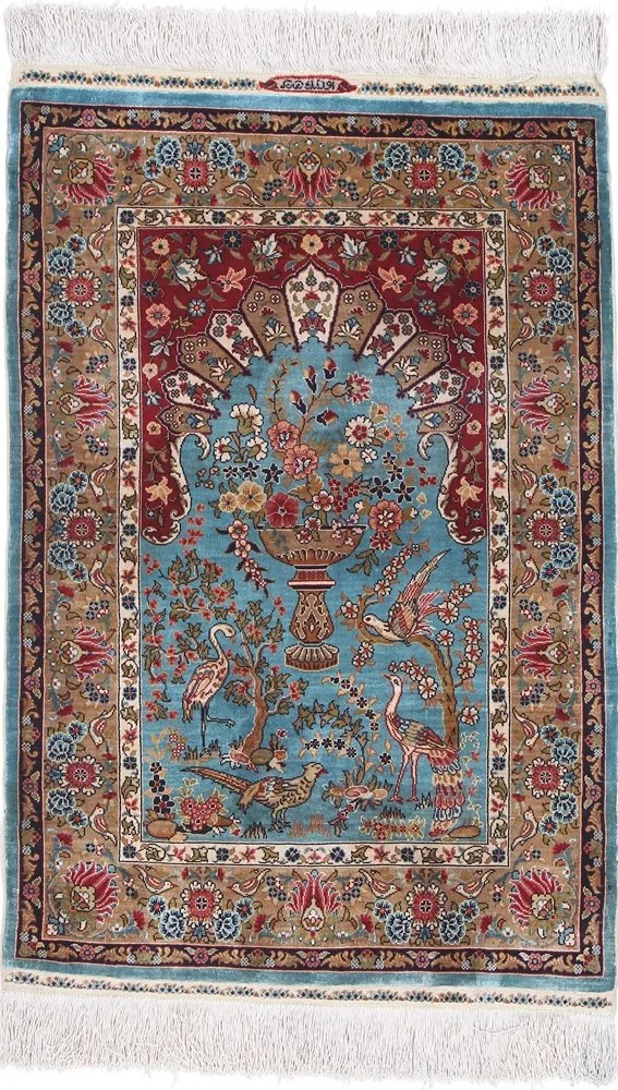Hereke Tappeto 80x50 (Tacchino) Annodato A Mano