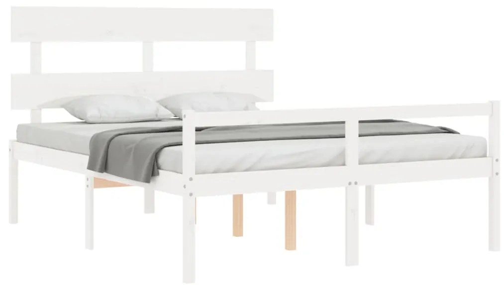 Letto per Anziani con Testiera Bianco King Legno Massello