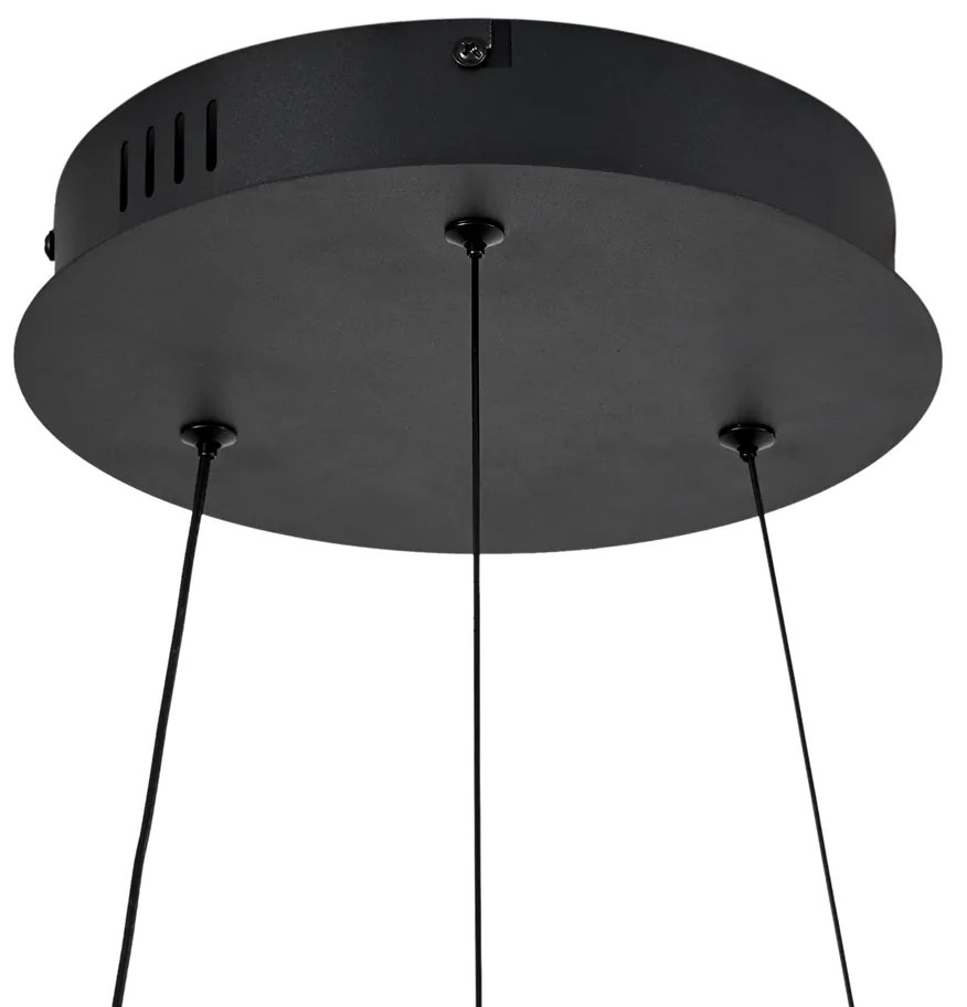 Lampada a sospensione moderna nera 59cm incl. LED dimmerabile a 3 livelli - Anello Chandelier