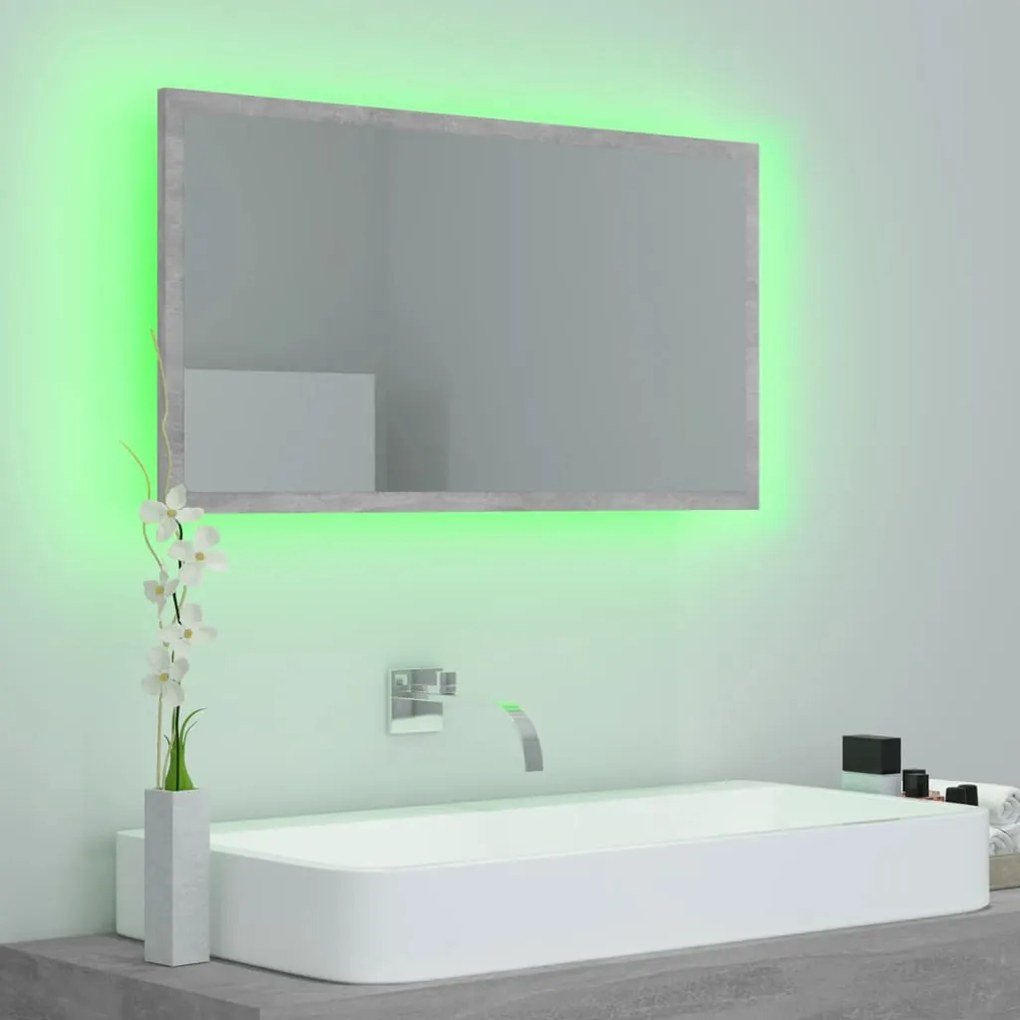 Specchio da bagno a led grigio 80x8,5x37 cm in acrilico