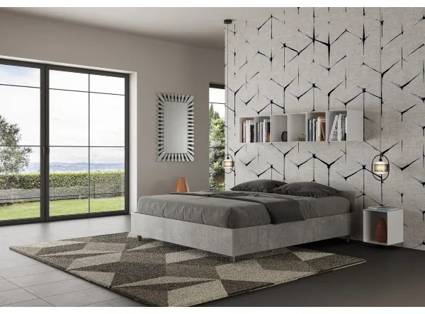 Letto matrimoniale contenitore 160x190 cemento Nuamo