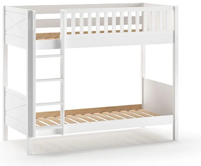 Letto a castello in pino bianco con spazio contenitivo 90x200 cm SCOTT - Vipack