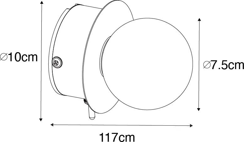 Applique da parete in acciaio IP44 con interruttore - Cederic
