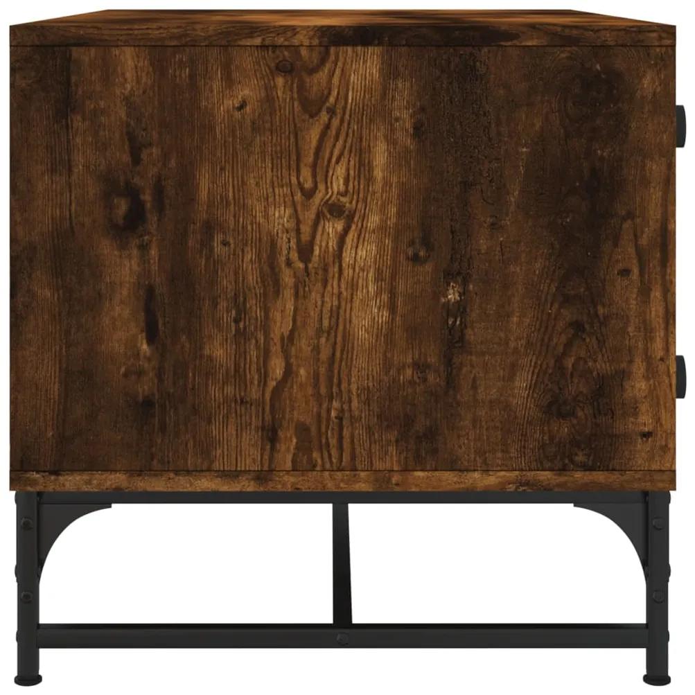 Tavolino da Salotto con Ante in Vetro Rovere Fumo 68,5x50x50 cm