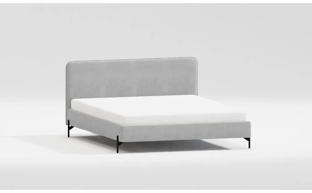 Letto matrimoniale imbottito grigio chiaro con griglia 140x200 cm Barker - Ropez