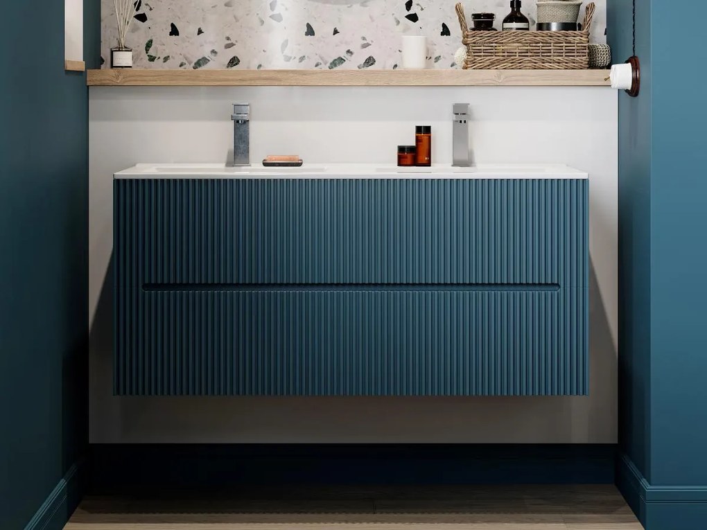 Mobile sotto lavabo sospeso striato 120 cm Blu - PAVANI