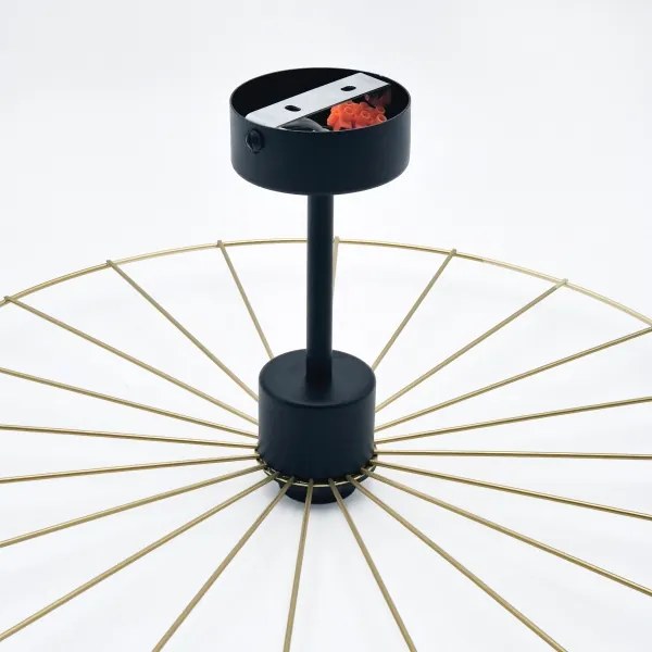 Lampadario a sospensione con supporto rigido MONTANA 1xE27/15W/230V diametro 45 cm oro/nero