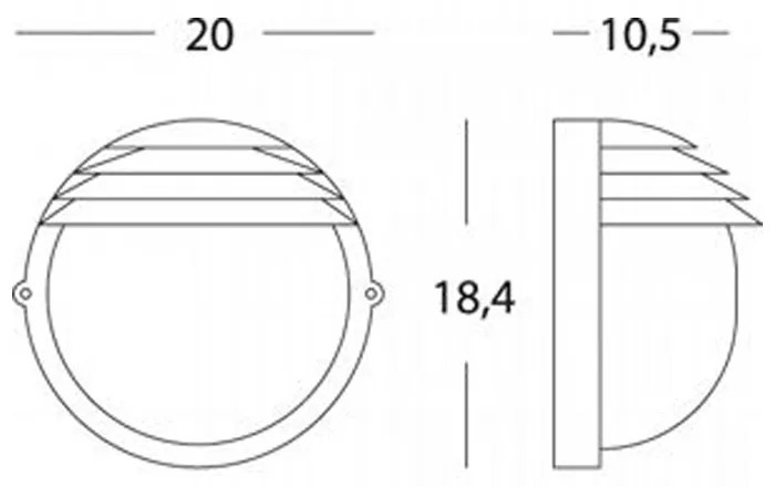 Applique Piccola Esterno Palpebra Tonda Alluminio E Vetro Nero 1 Luce E27