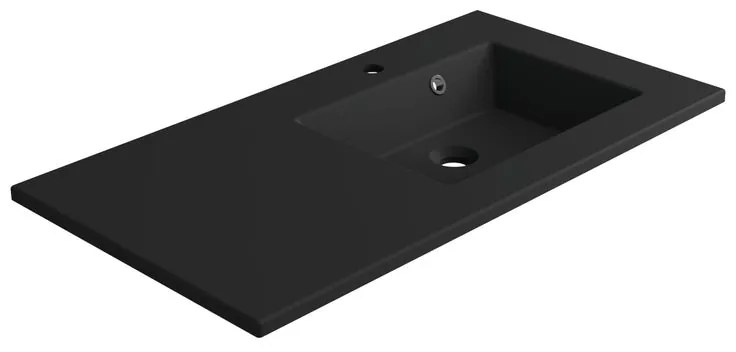 Lavabo integrale a incasso a destra rettangolare Neo L 91 x H 11.2 x P 48.5 cm in composito minerale di resina gelificata nero