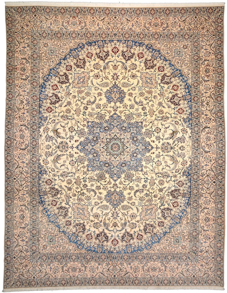 Nain Tappeto persiano 410x320 Beige (Iran) Annodato A Mano