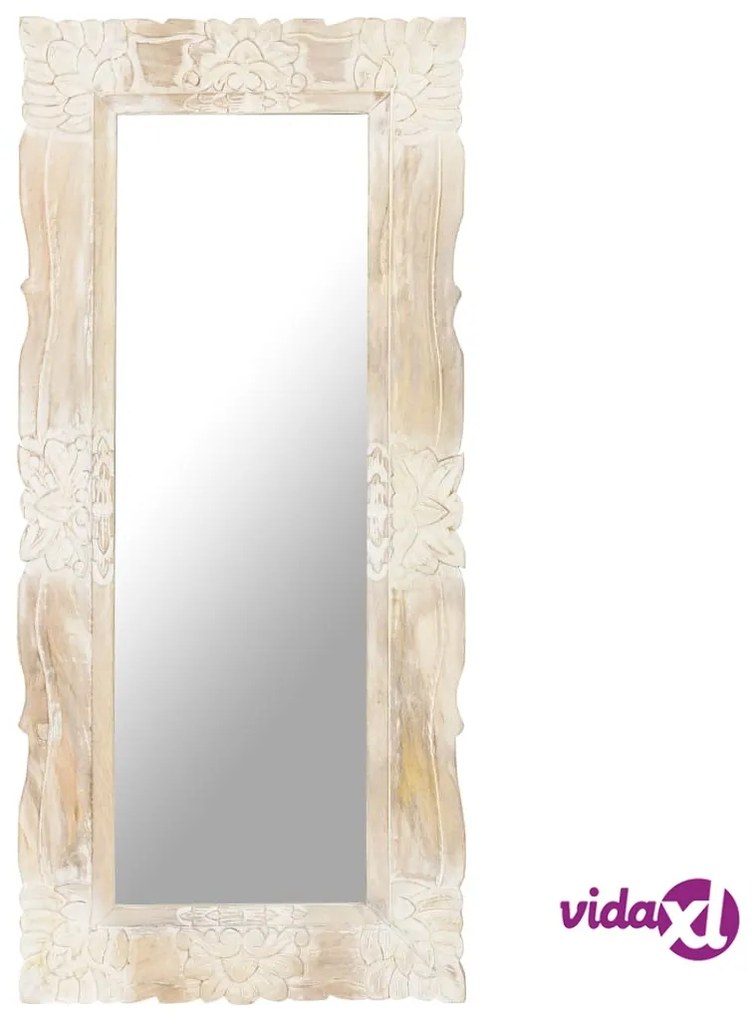vidaXL Specchio Bianco 110x50 cm in Legno Massello di Mango