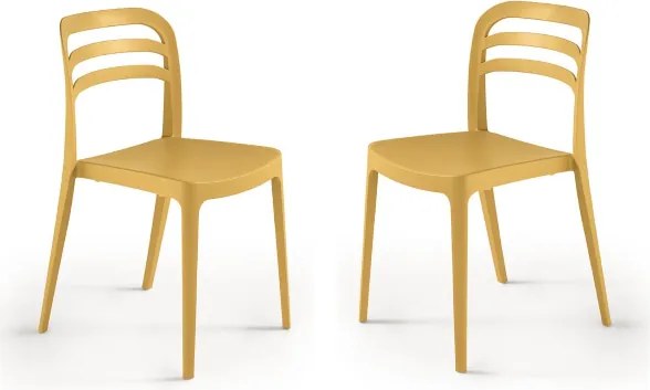 Sedia da giardino in polipropilene impilabile - DJANGO OCRA 2 pezzi