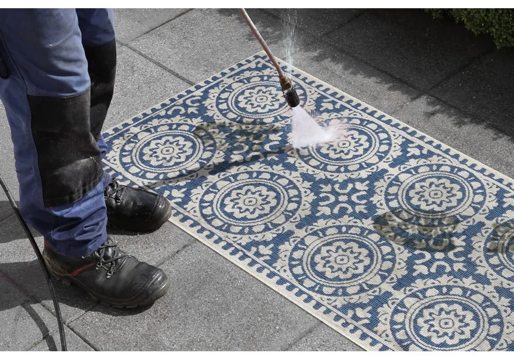 Tappeto da esterno blu e crema , 80 x 250 cm Jardin - NORTHRUGS