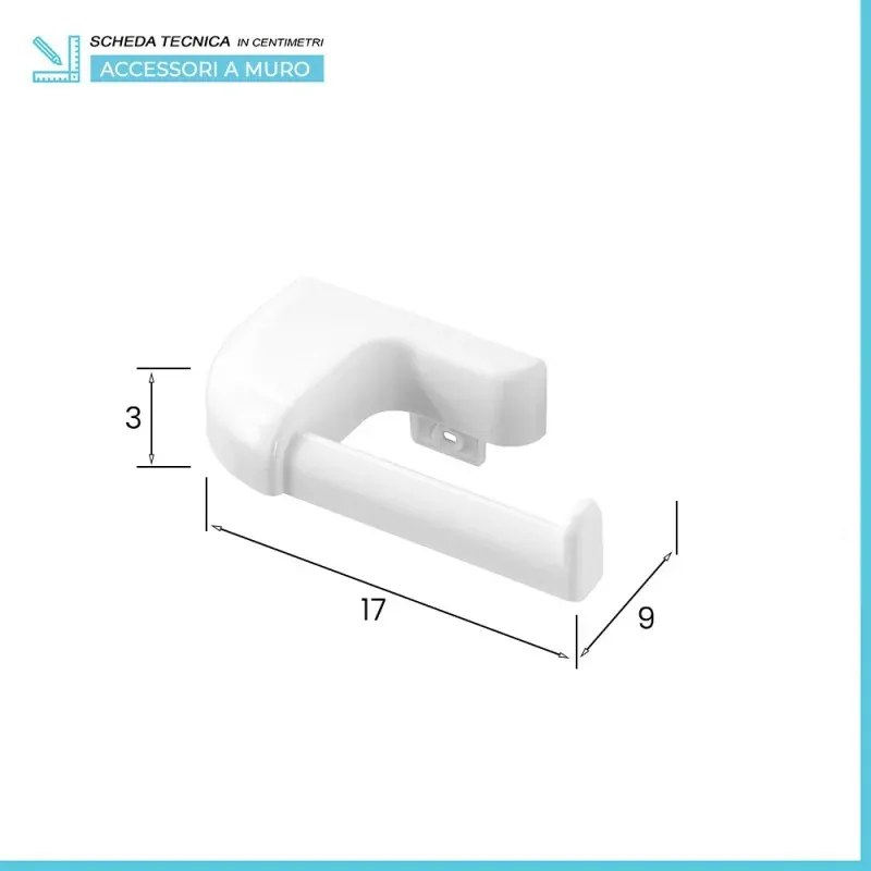 Set accessori a muro 7 pezzi in ABS bianco con doppio fissaggio Gioia