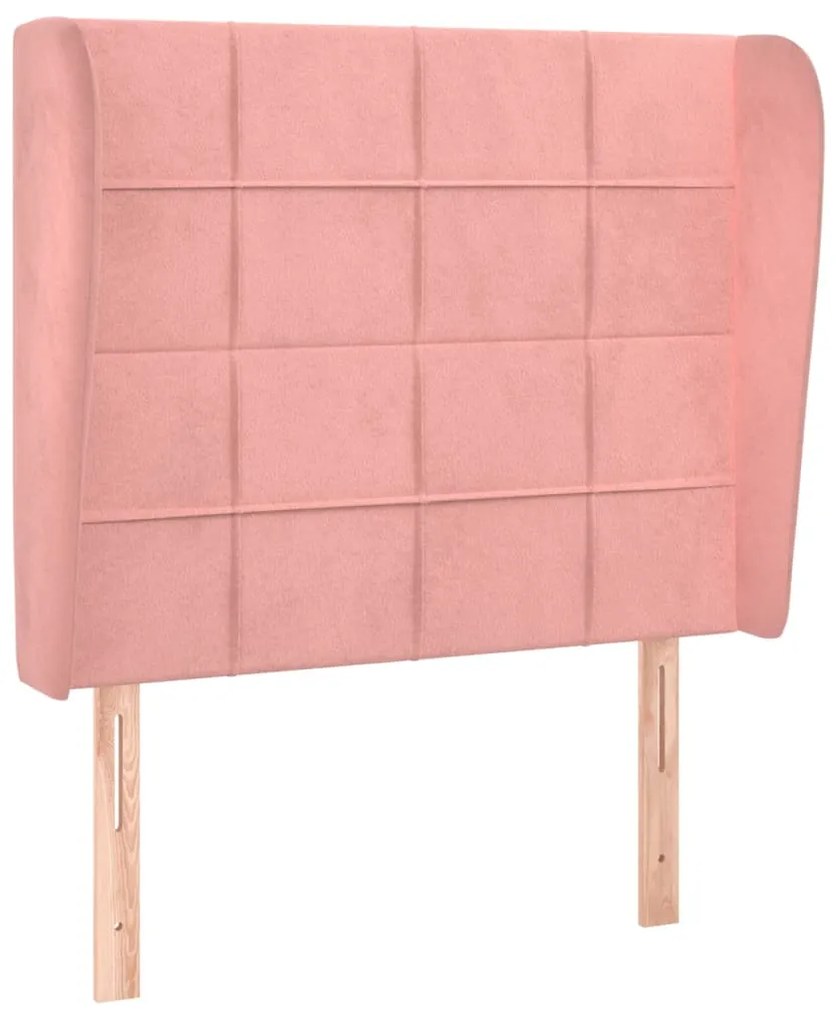 Testiera ad orecchio rosa 83x23x118/128 cm in velluto