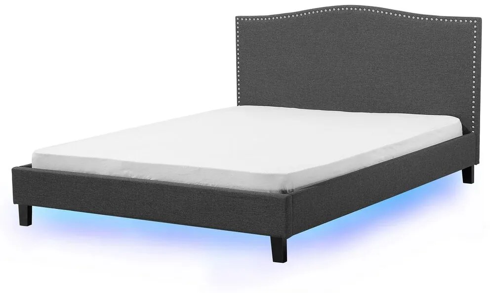 Letto in tessuto grigio e LED multicolore 160x200cm MONTPELLIER Beliani