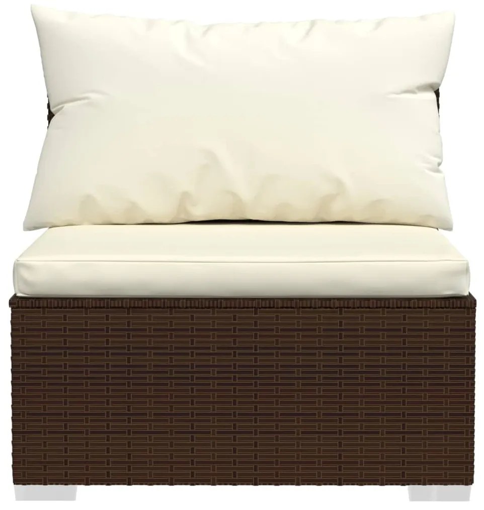 Set divani da giardino 9 pz con cuscini in polyrattan marrone