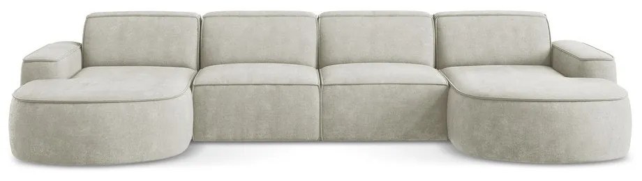 Divano angolare color crema (a U) con rivestimento in ciniglia Omao – Makamii