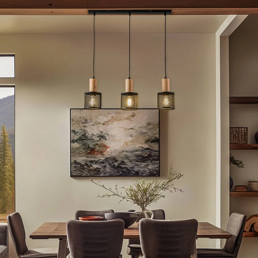 Eko-Light Lampada a sospensione Sobresa con paralume a griglia, 3 luci