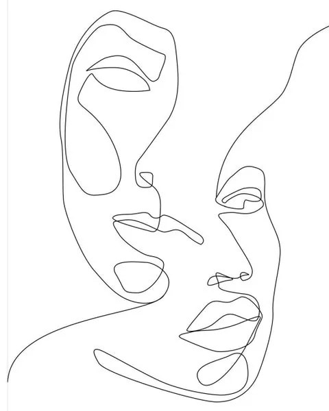 Fotomurale Face, bianco disegno nero