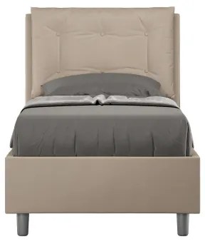 Letto singolo contenitore imbottito 80x200 similpelle tortora Annalisa