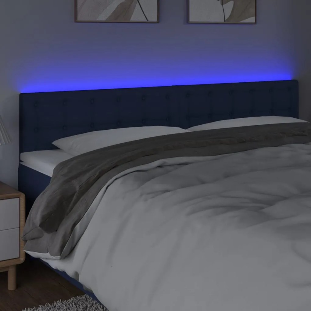 Testiera a led blu 180x5x78/88 cm in tessuto