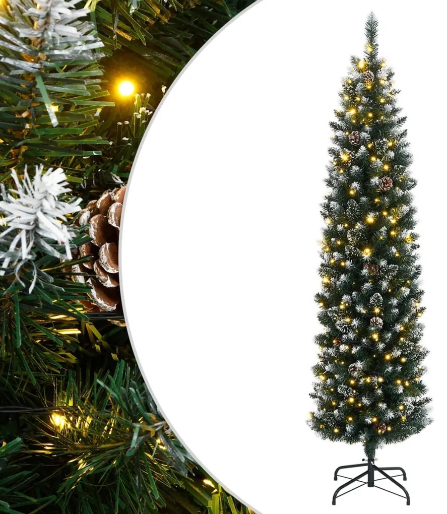 Albero di Natale Artificiale Sottile con LED, Albero di Natale Artificiale Sottile con 300 LED 180 cm II