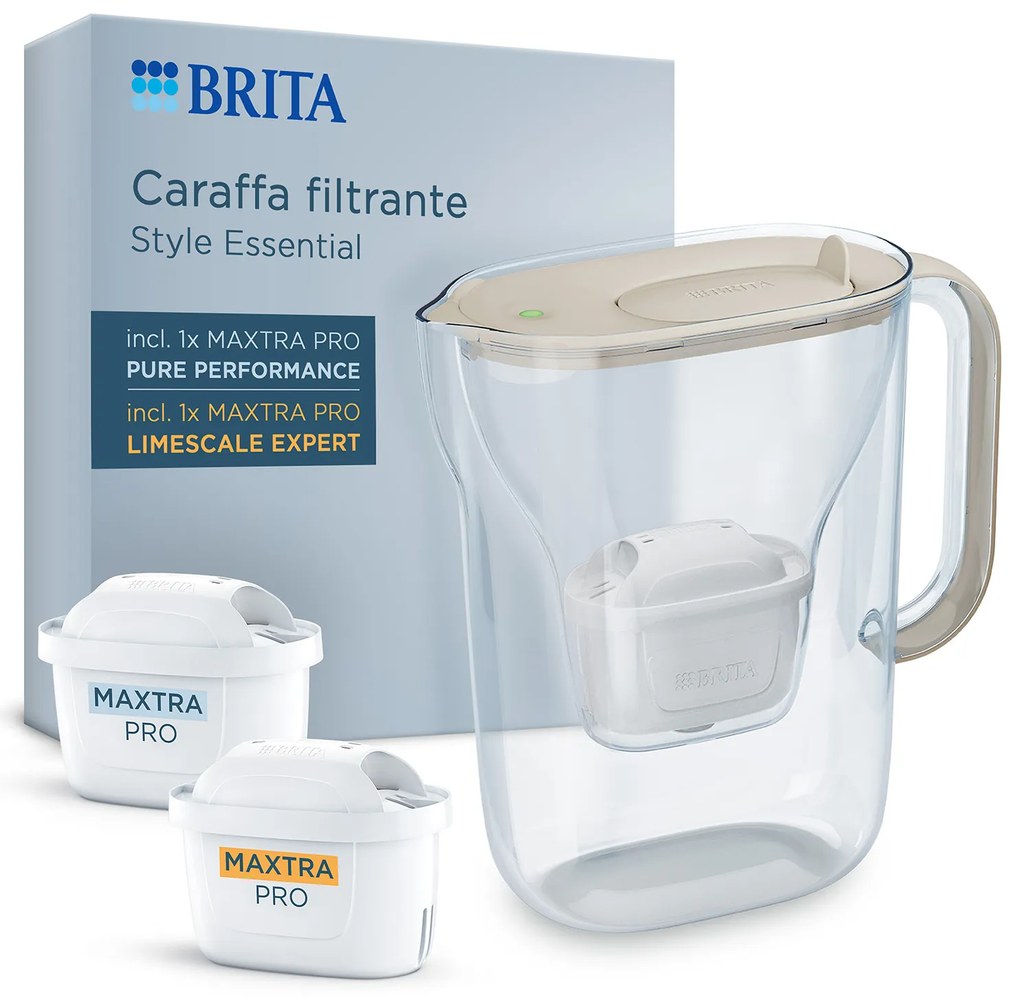 Set caraffa filtrante Brita Style Essential beige 2 filtri